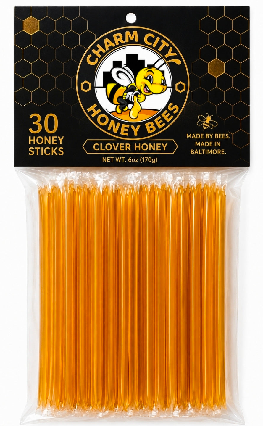 Raw Local Honey Sticks – 30 Count